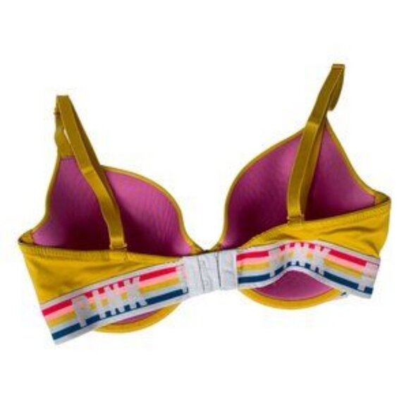 PINK Victoria's Secret Yellow Wear Everywhere T-Shirt Lightly Lined Bra 36D - Picture 3 of 16